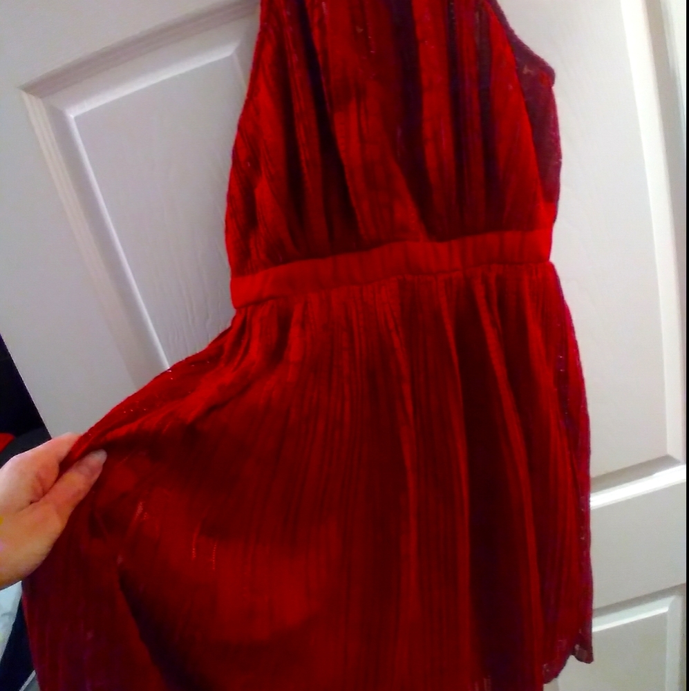 Adjustable halter red dress